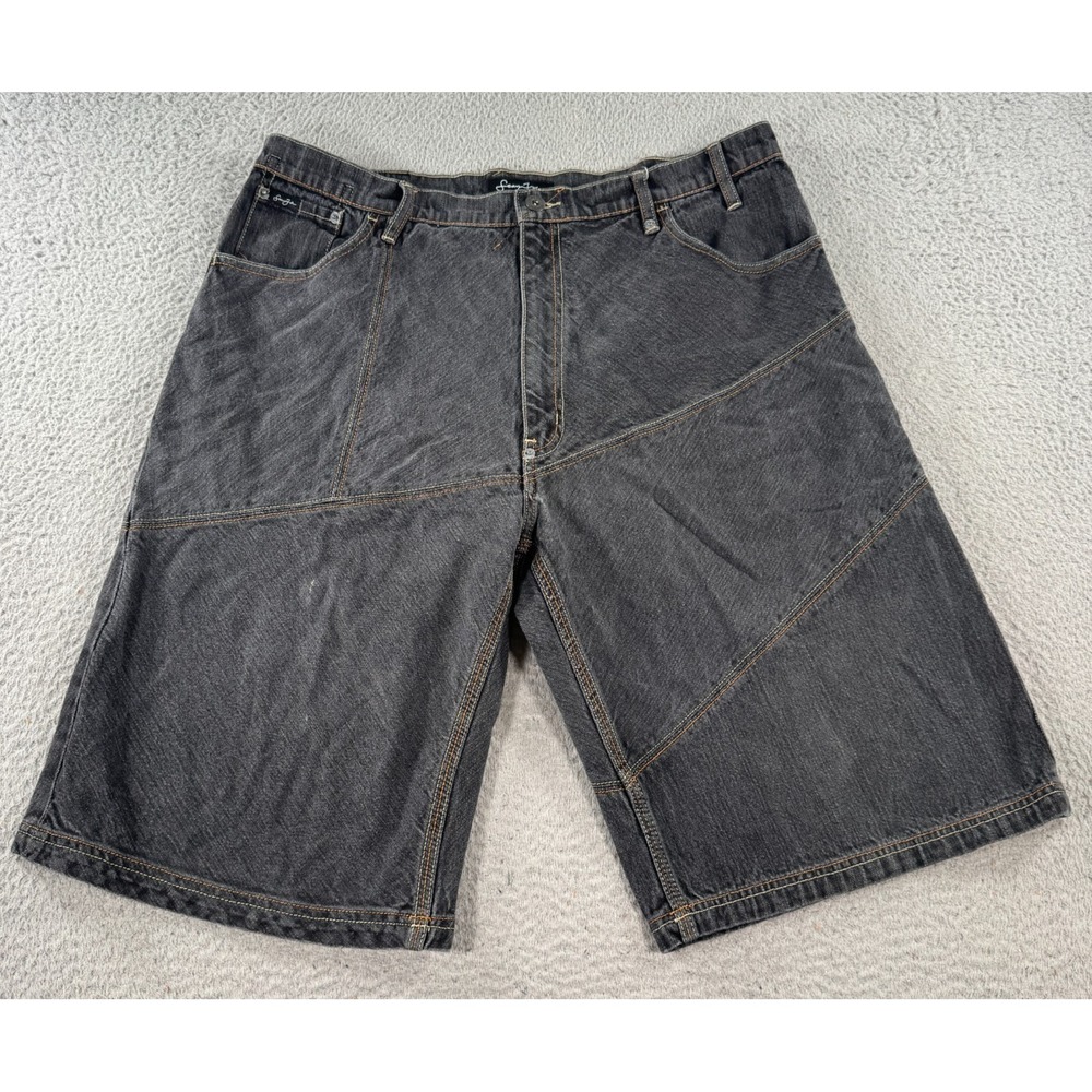 Sean John Jean Shorts Men's 36 Gray Denim Jorts Baggy Hip Hop Y2k‎ 12" Inseam